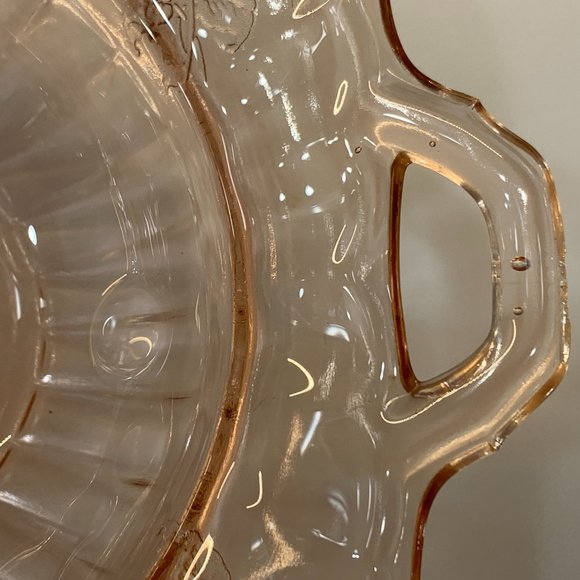 Charmed Pink Art Deco Depression Glass Bowl with Handles - Picture 7 of 16